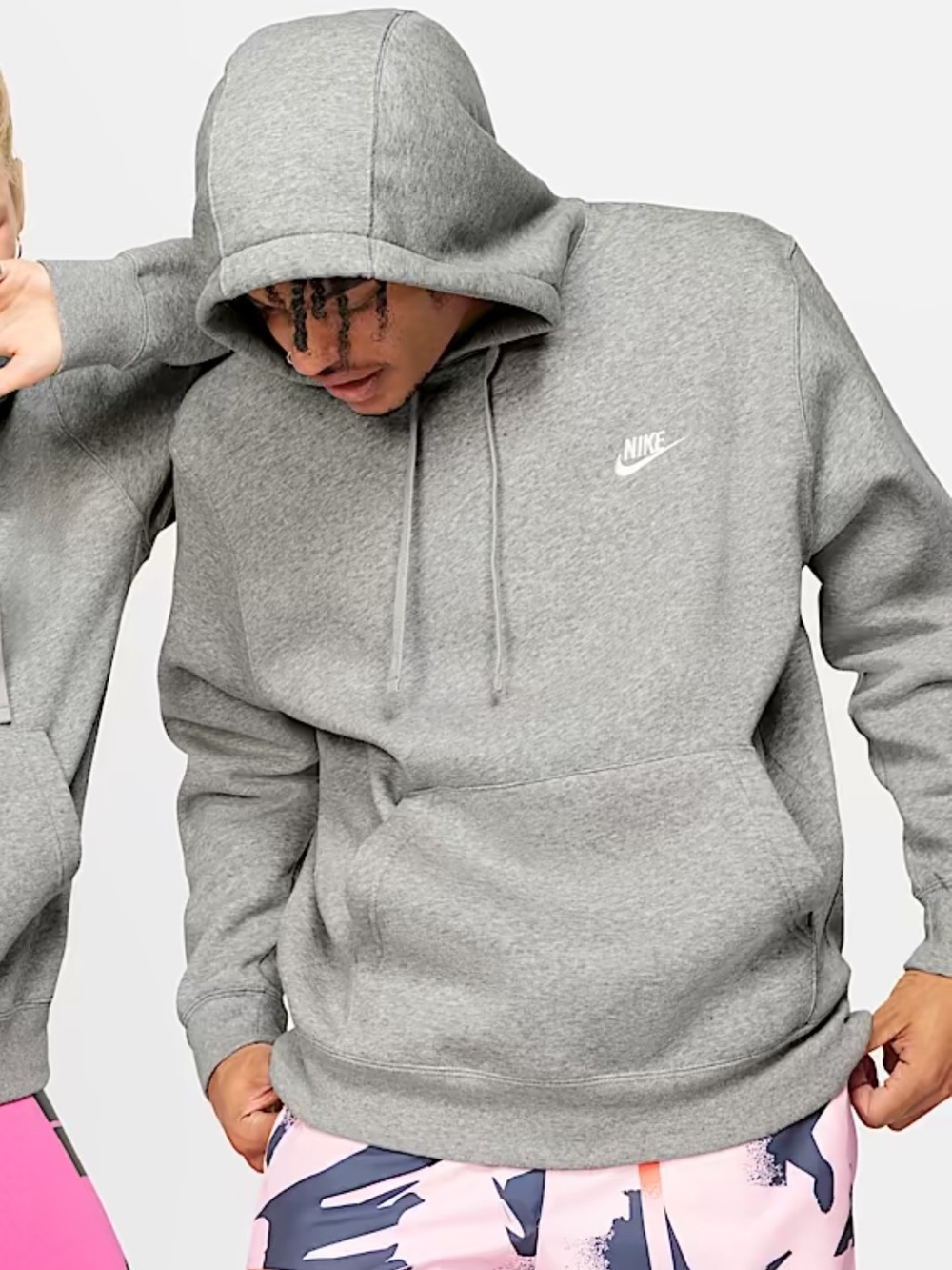 Nike - Men's Sportswear Club Fleece Hooded Sweatshirt, Pullover Size Large. Gray